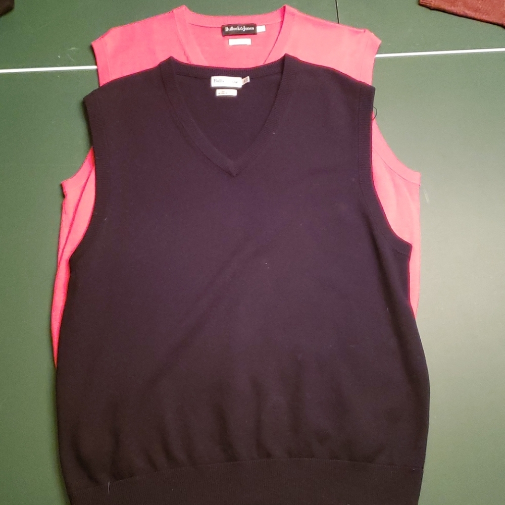 2 Large Bullock & Jones Neck Sleeveless Sweaters